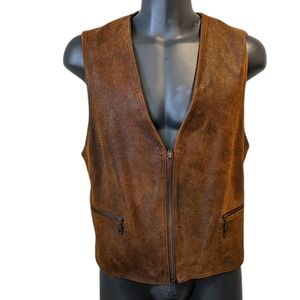 VINTAGE rusty brown suede waistcoat vest small
